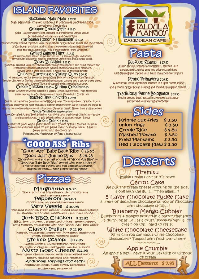 Blue Bitch Menus Sint Maarten